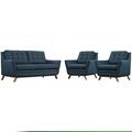 Modway Furniture Beguile Upholstered Fabric Living Room Set, Azure - 3 Piece EEI-2141-AZU-SET
